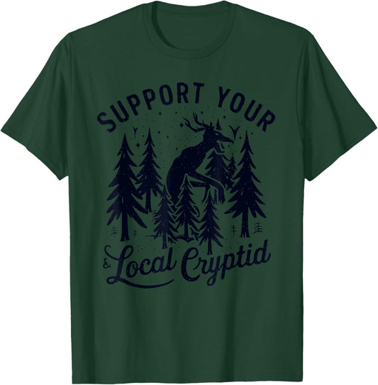 Official Cryptid Research Team Wendigo Hunting Creatures T-Shirt - T-Shirt | Forest