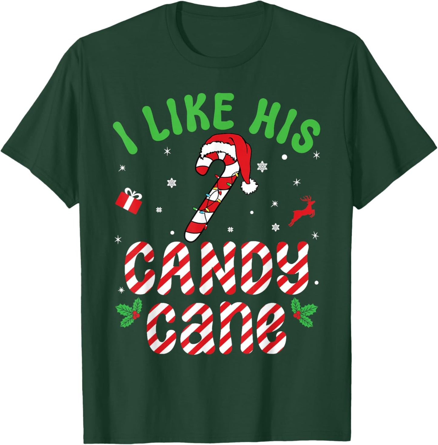 I Like His Candy Cane Family Matching Christmas Couple T-Shirt - T-Shirt | Forest