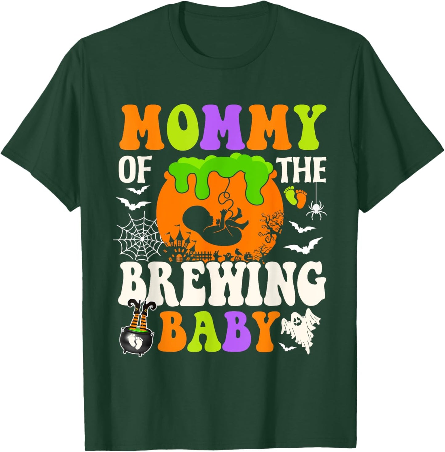 Mommy Of The Brewing Baby Halloween Pregnancy Baby Shower T-Shirt - T-Shirt | Forest