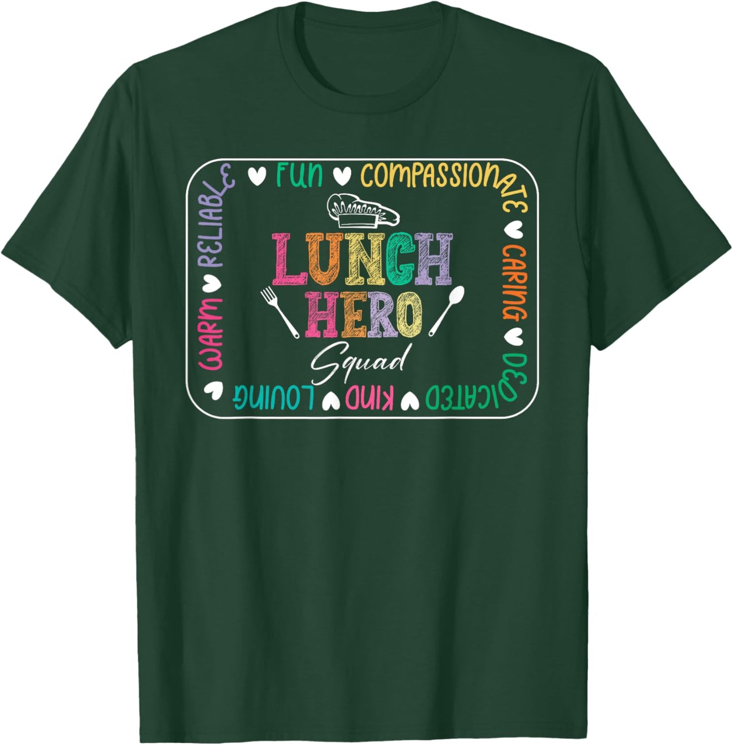Cute Lunch Hero Squad Funny School Cafeteria Worker Cooking T-Shirt - T-Shirt | Forest