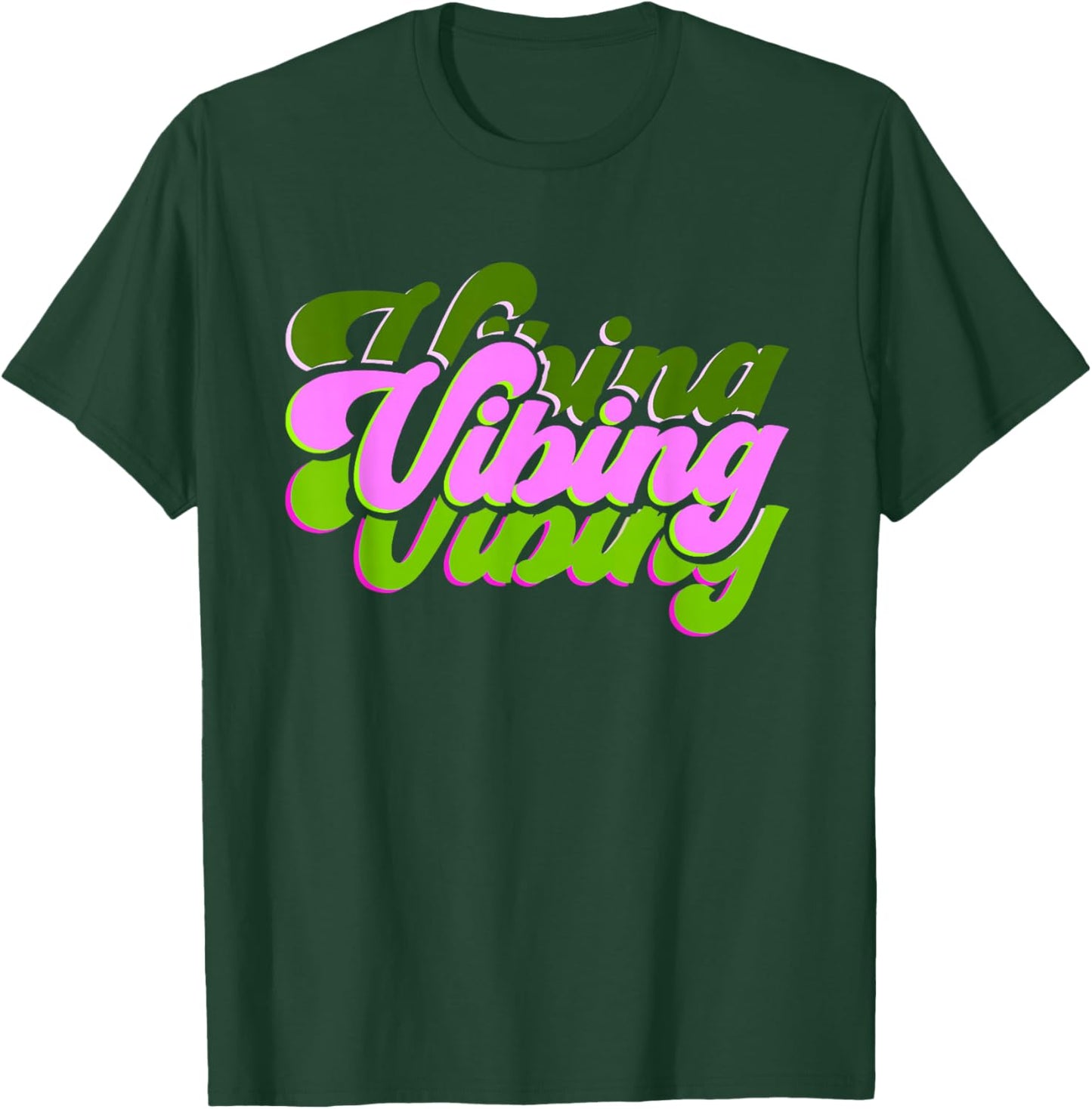 Pink and Green Vibing V2 Green and Pink Graphic T-Shirt - T-Shirt | Forest