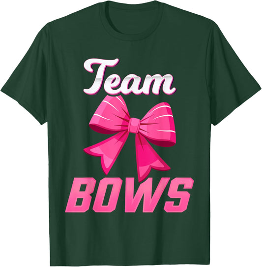 Burnouts Or Bows Team Girl Team Bows Gender Reveal T-Shirt - T-Shirt | Forest