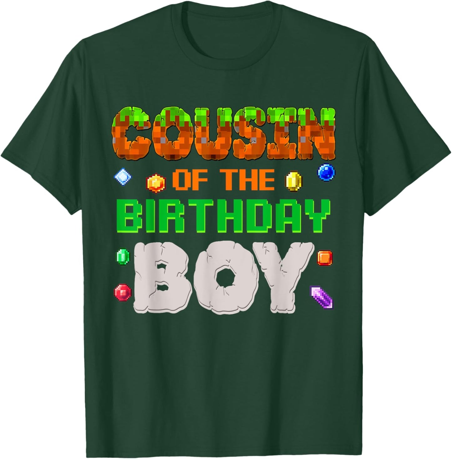 Cousin Of The Birthday Boy Video Gamer Black Boys' Birthday Pixel Number T-Shirt - T-Shirt | Forest