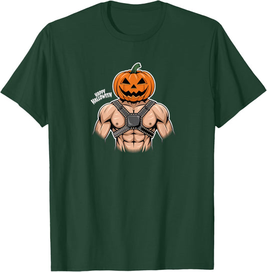 Gay Leather Muscle Jock - Leather Harness Halloween T-Shirt - T-Shirt | Forest