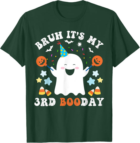 Bruh It's My 3rd Boo Day-Funny Halloween Ghost Birthday Kids T-Shirt - T-Shirt | Forest