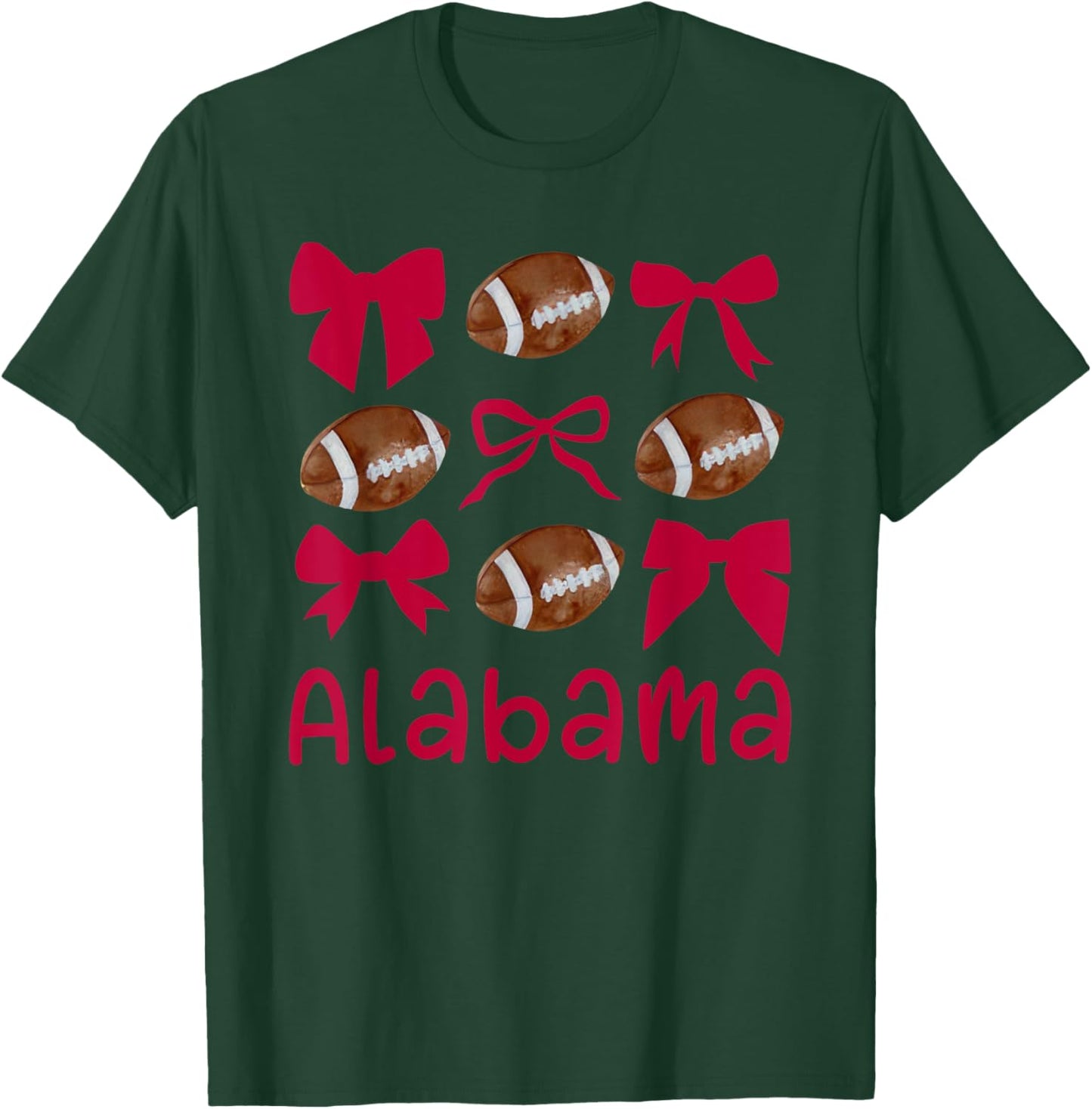 Alabama Women Girls Kids Sister Daughter Niece Coquette Bow T-Shirt - T-Shirt | Forest