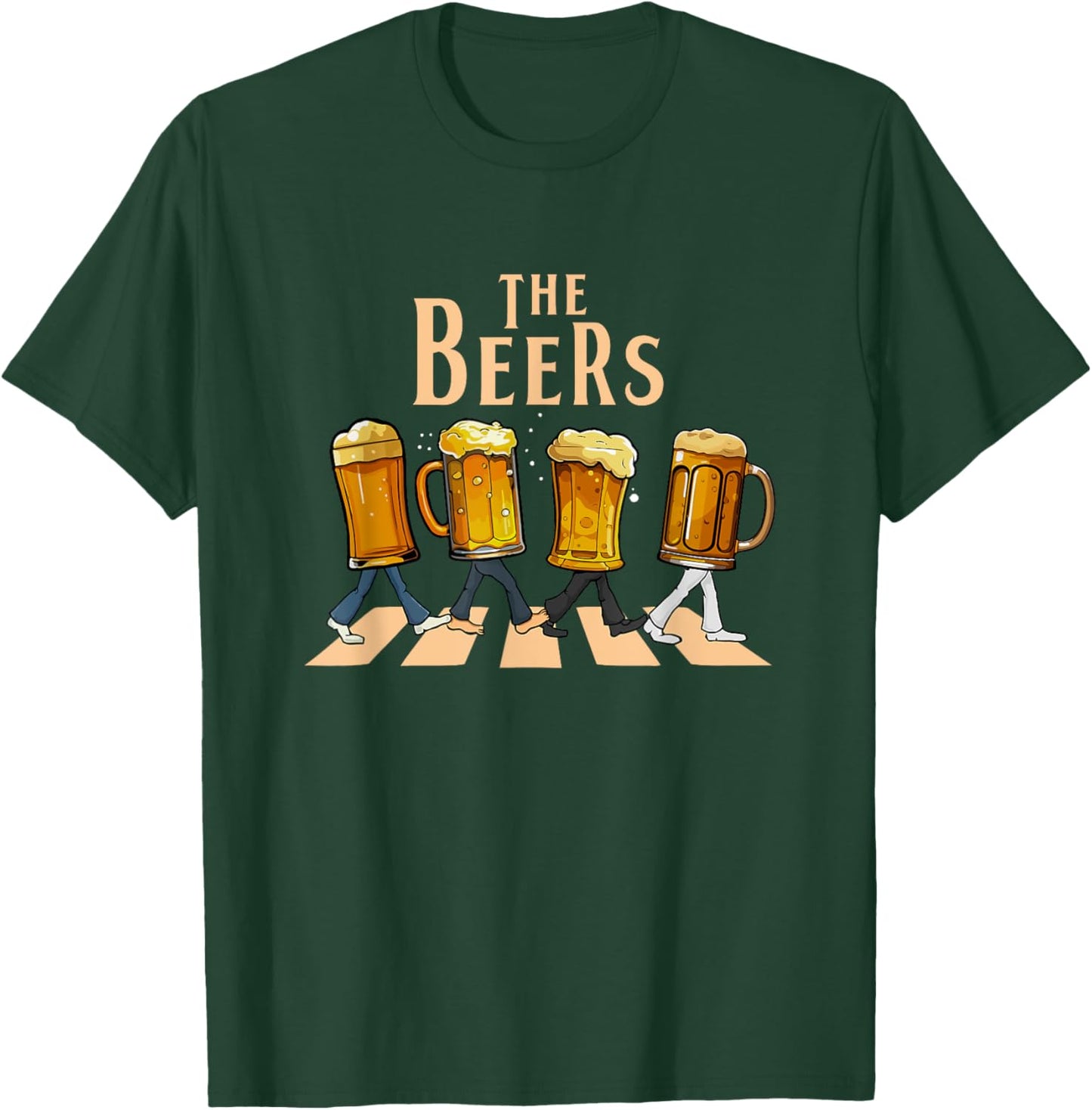 The Beers Abbey Road Parody Funny Beer Lovers Funny Parody T-Shirt - T-Shirt | Forest