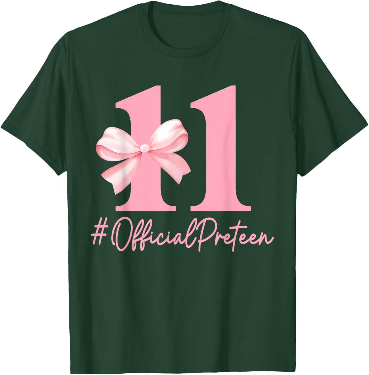 Birthday Girl Pink Coquette Bow 11 Year Old Aesthetic Girly T-Shirt - T-Shirt | Forest