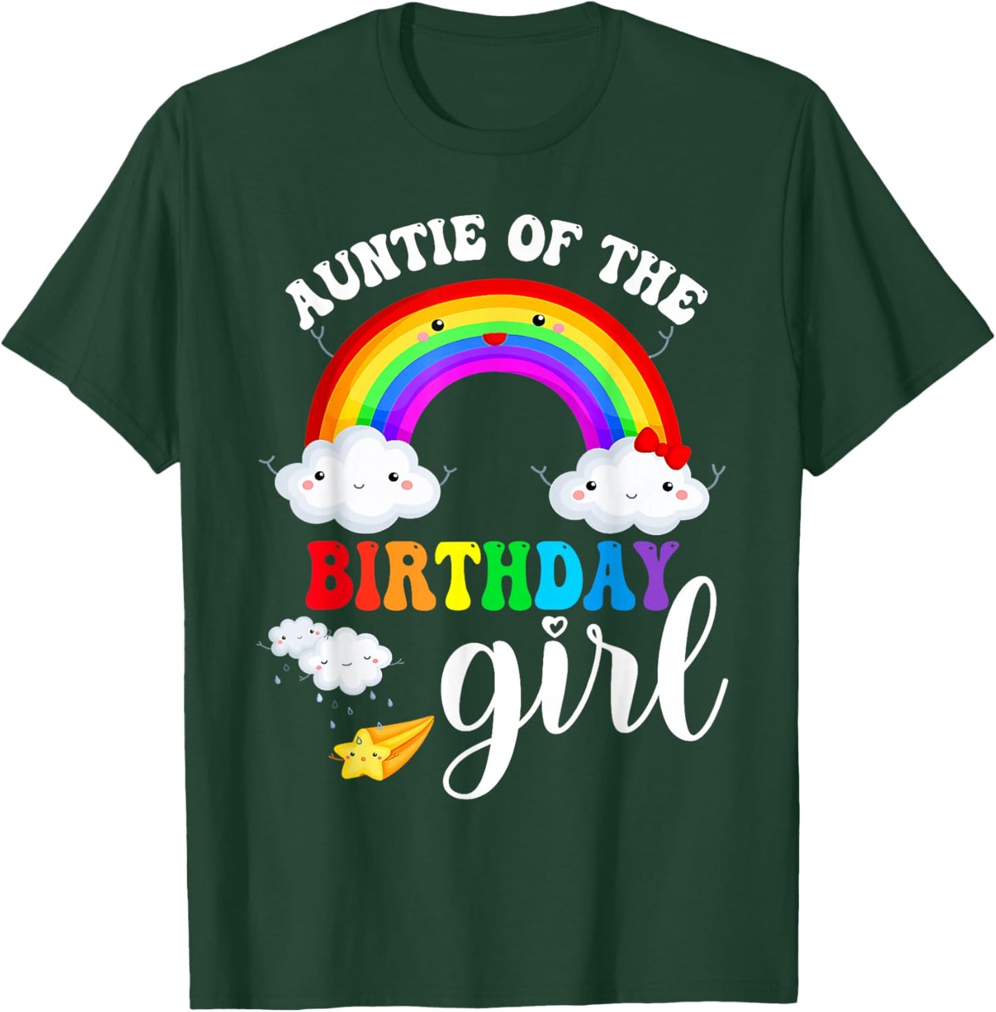 Auntie of The Birthday Girl Rainbow B-Day Matching Family T-Shirt - T-Shirt | Forest