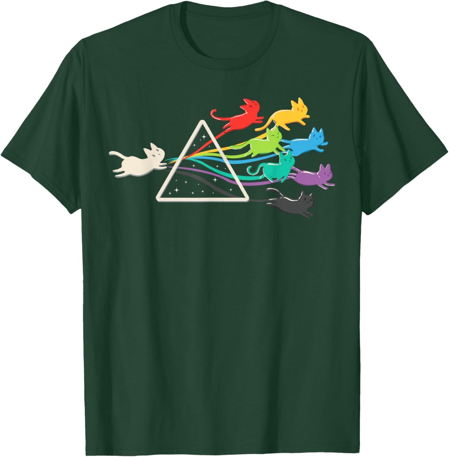 Cat Prism Rainbow Light - Physics - Science Spectral Cat T-Shirt - T-Shirt | Forest