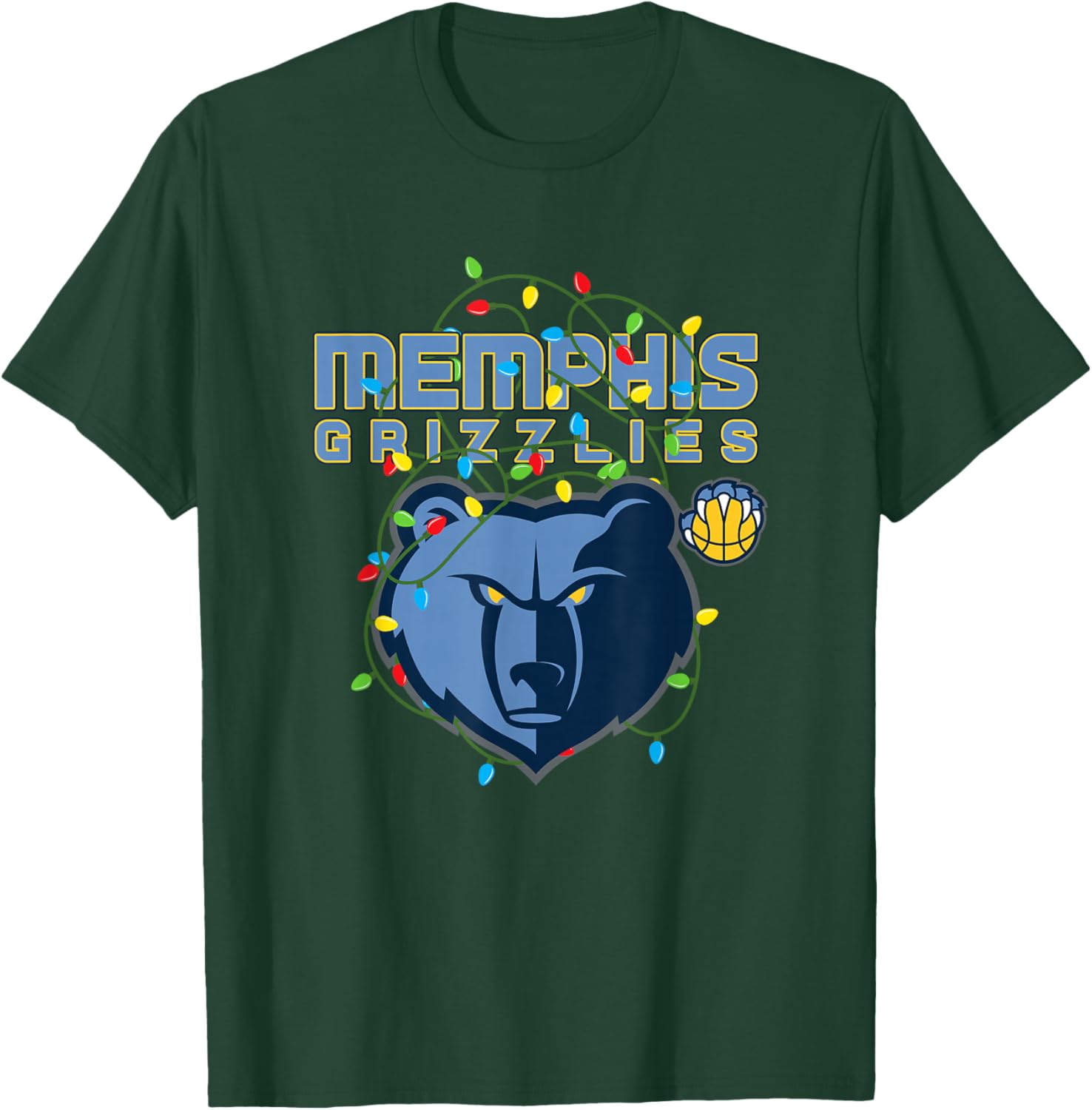 NBA Memphis Grizzlies Christmas Lights Holiday T-Shirt - T-Shirt | Forest