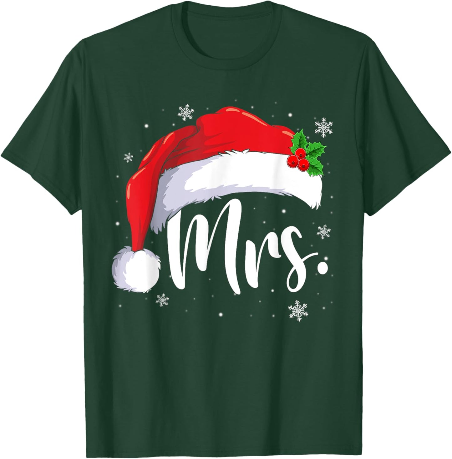 Mr and Mrs Claus Couples Matching Christmas Pajamas Santa T-Shirt - T-Shirt | Forest