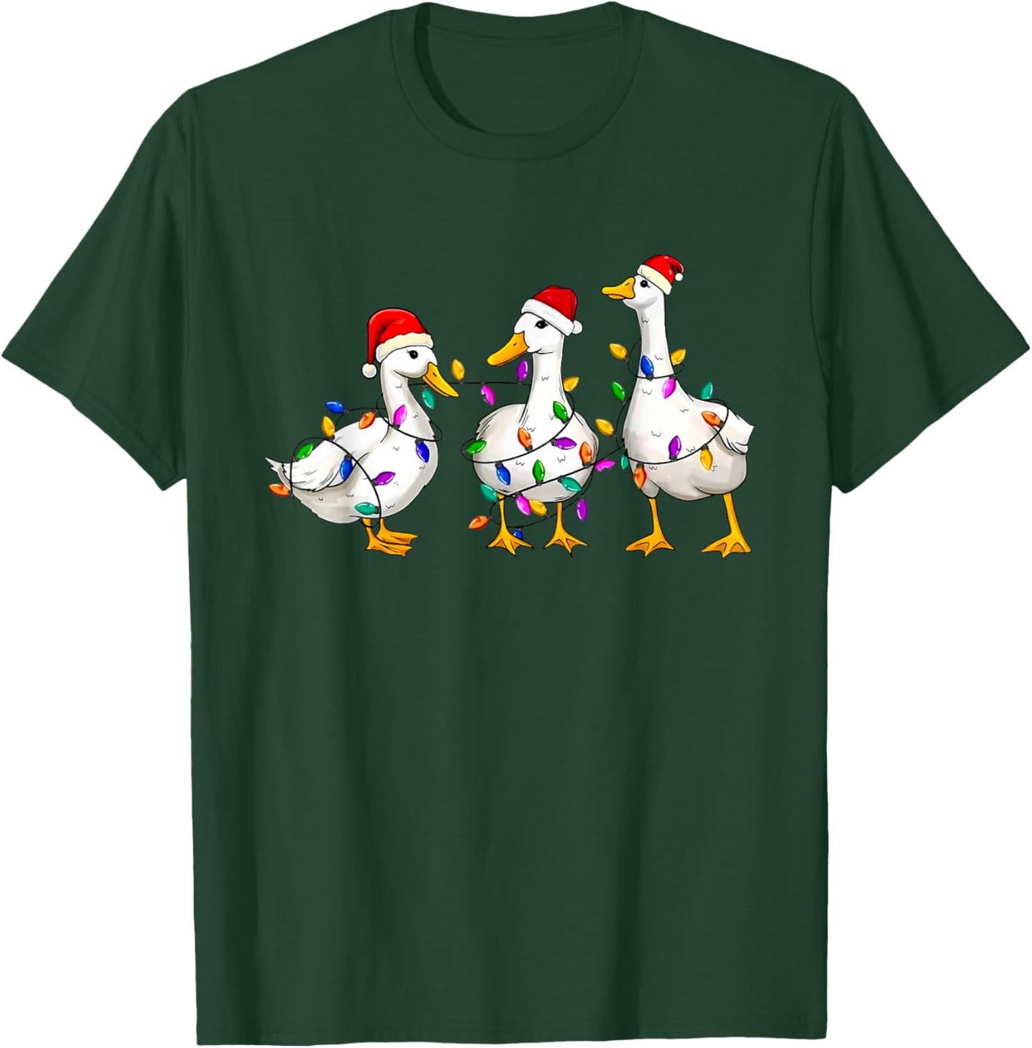 Merry Christmas Duck Christmas Lights Duck Lover Men Women T-Shirt - T-Shirt | Forest