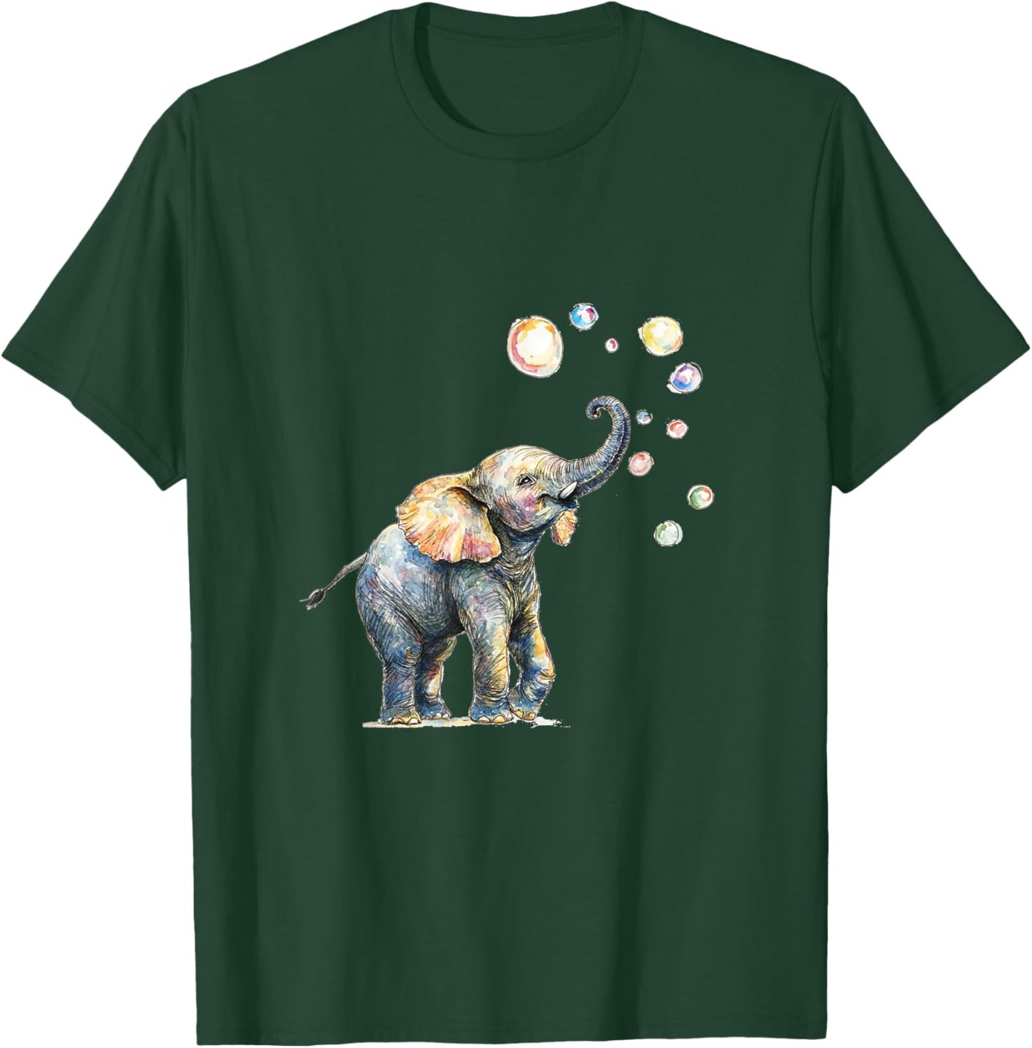 Cute Elephant Blowing Bubbles Art T-Shirt - T-Shirt | Forest