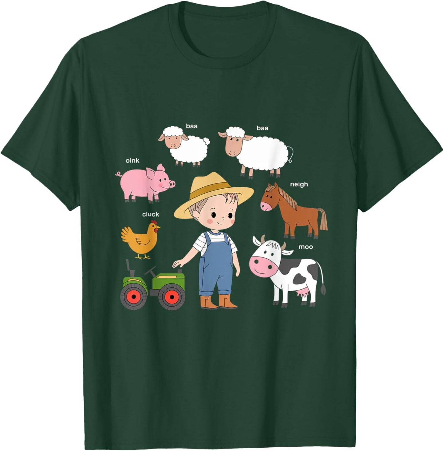 Farm Animals Sounds Oink Baa Neigh Cluck Moo Toddler Farmer T-Shirt - T-Shirt | Forest
