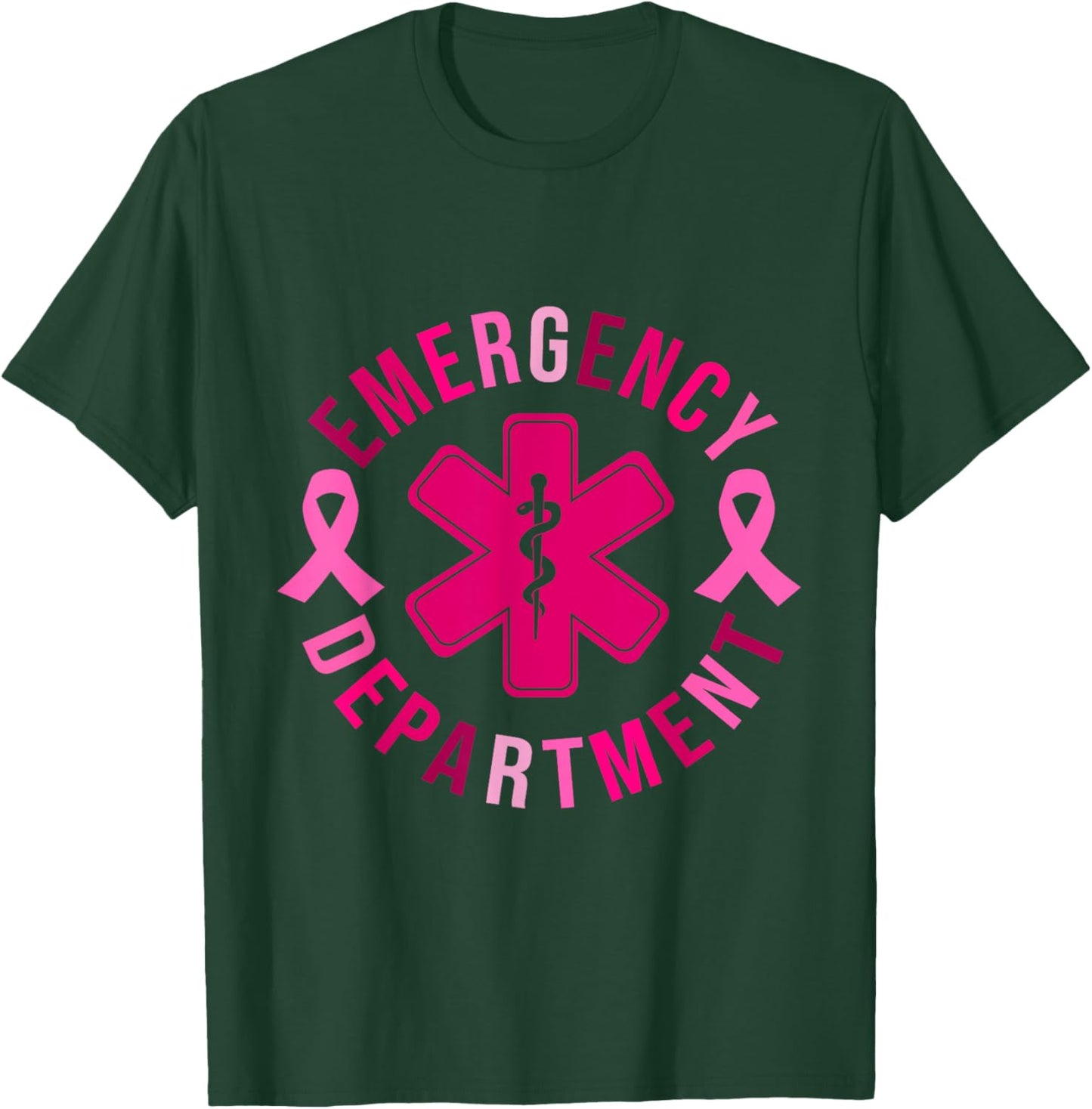Emergency Department Emergency Room Nurse Breast Cancer T-Shirt - T-Shirt | Forest