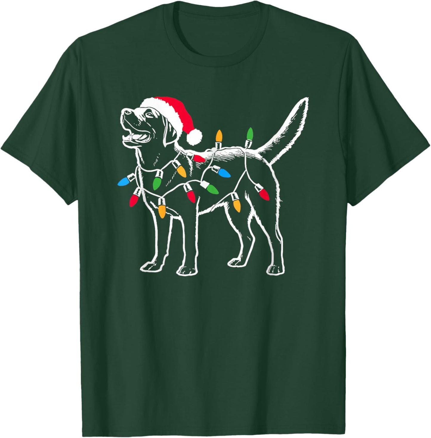 Funny Santa Labrador Retriever Christmas Lights Dog Lover T-Shirt - T-Shirt | Forest