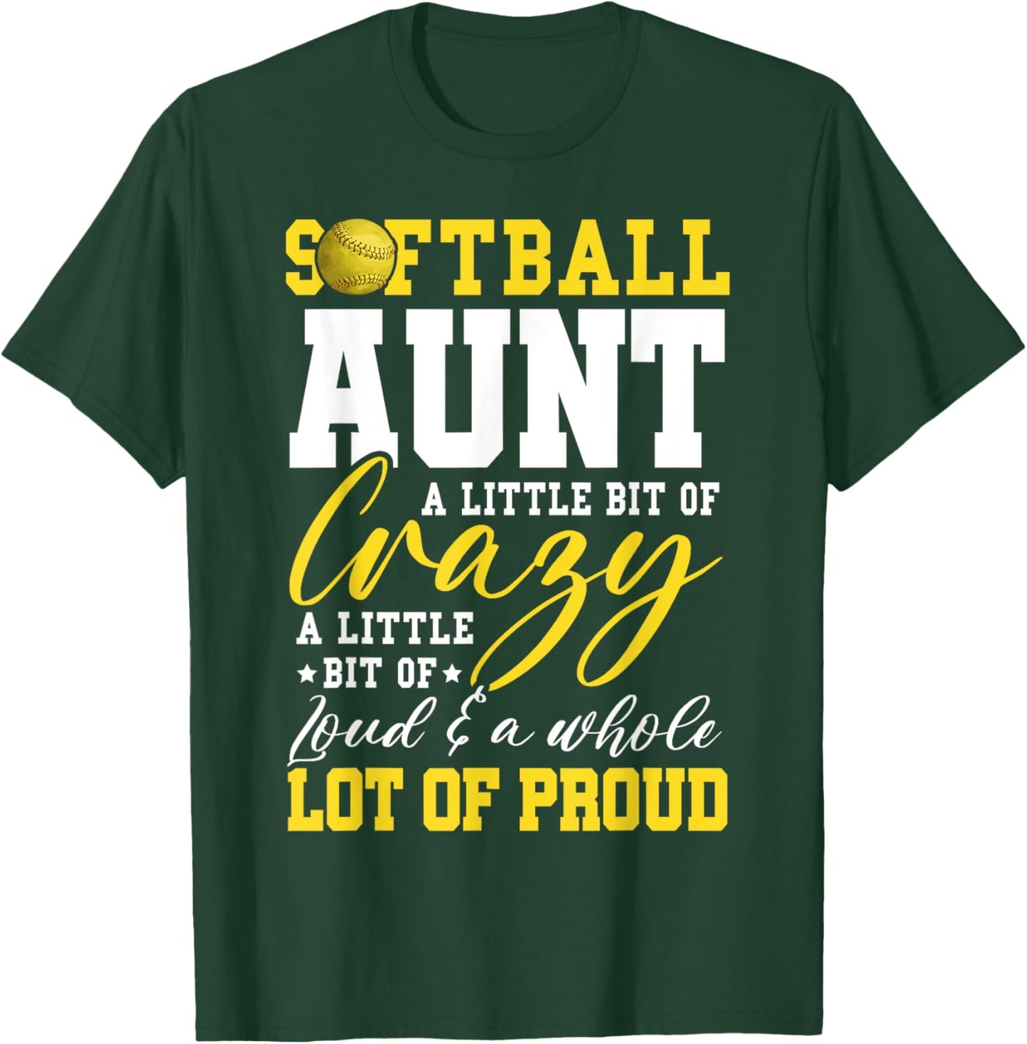 Softball Aunt Proud Aunt Of A Softball Player Aunt T-Shirt - T-Shirt | Forest