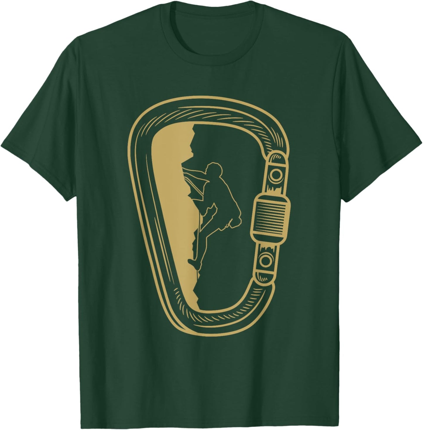 Funny Rock Climbing Carabiner Lovers Outfit Men Women Kids T-Shirt - T-Shirt | Forest