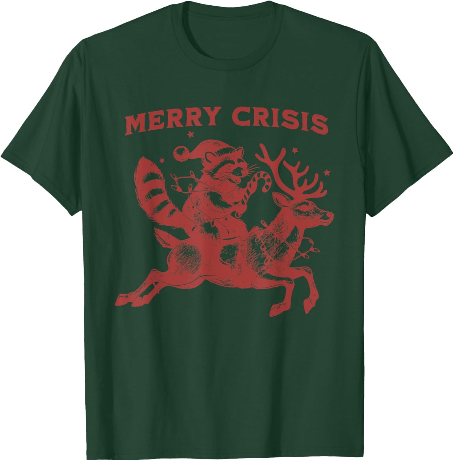 Merry Crisis Funny Xmas Christmas T-Shirt - T-Shirt | Forest