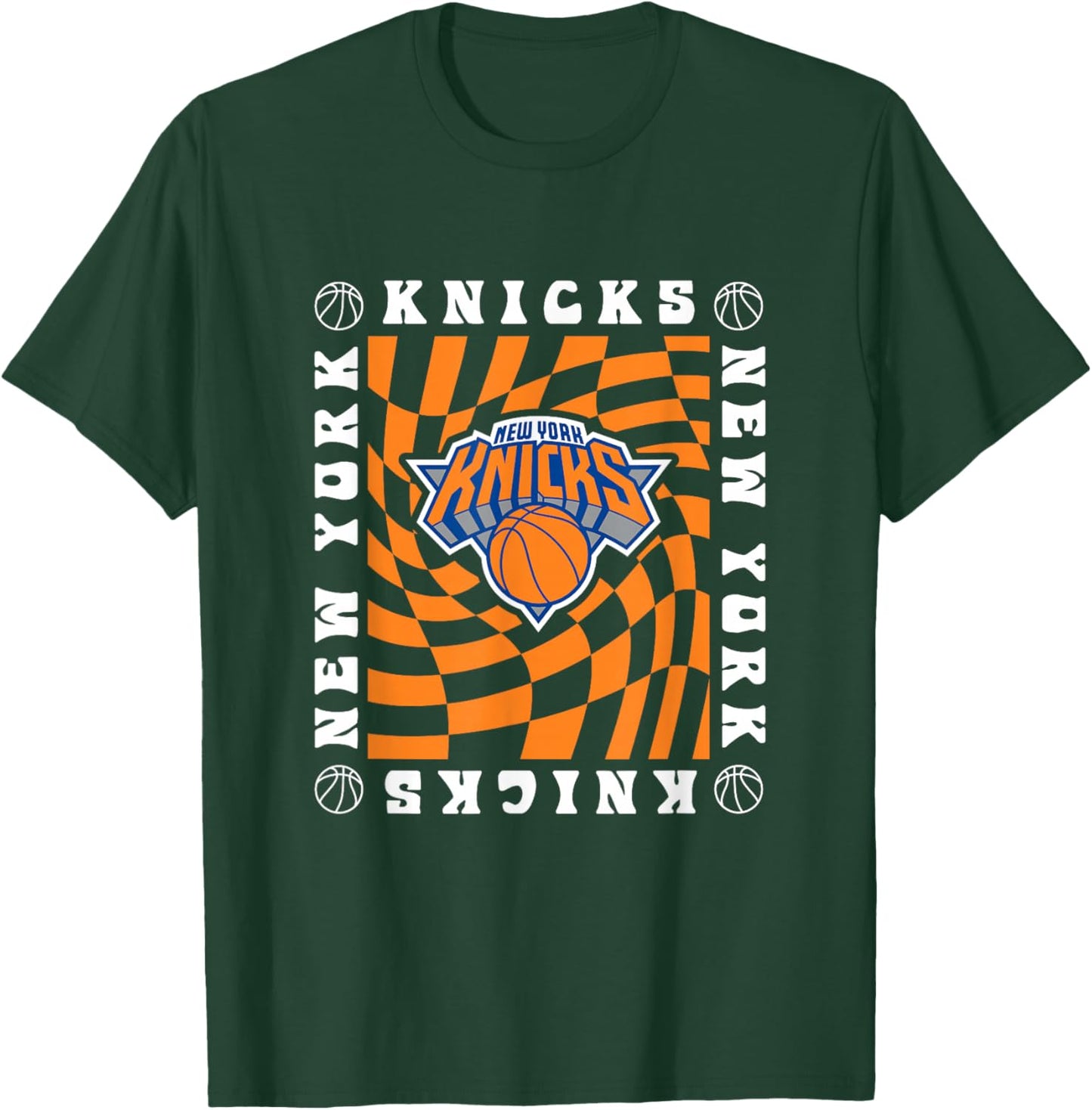 NBA New York Knicks Retro Checkerboard Wave T-Shirt - T-Shirt | Forest