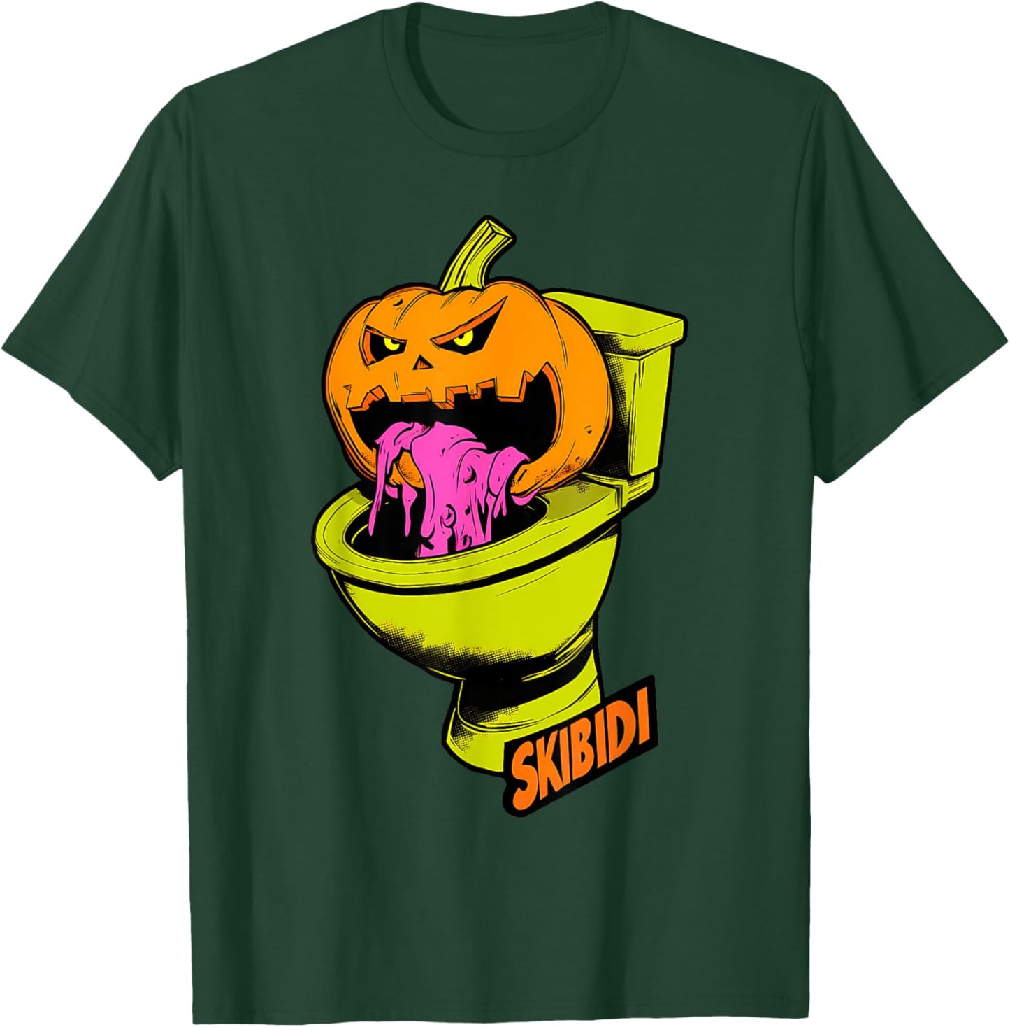 Skibidi Pumpkin Funny Halloween Toilet Kids Fun Crazy Slang T-Shirt - T-Shirt | Forest