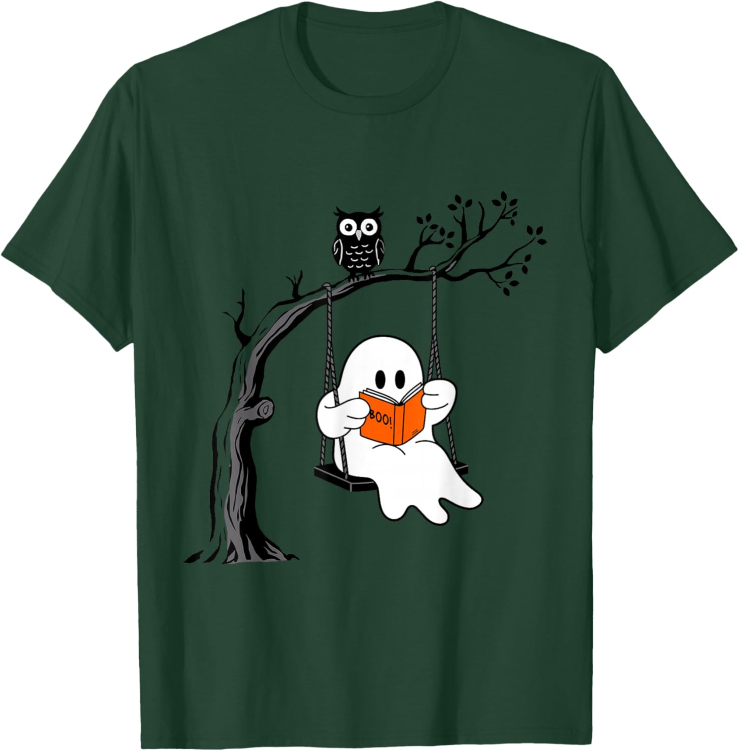 Halloween Ghost Swing Reading Vintage Costume Women Kids Men T-Shirt - T-Shirt | Forest
