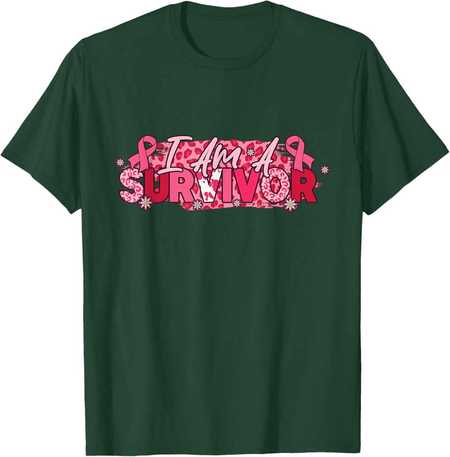 I Am A Survivor Breast Cancer Awareness Pink Ribbon Leopard T-Shirt - T-Shirt | Forest