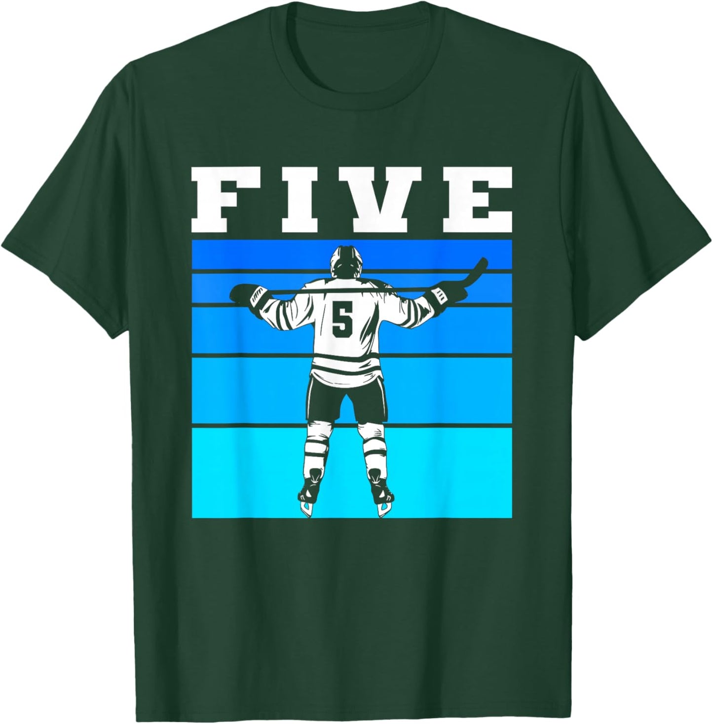 Hockey Boy 5th Birthday Five Ice Hockey Birthday Party T-Shirt - T-Shirt | Forest