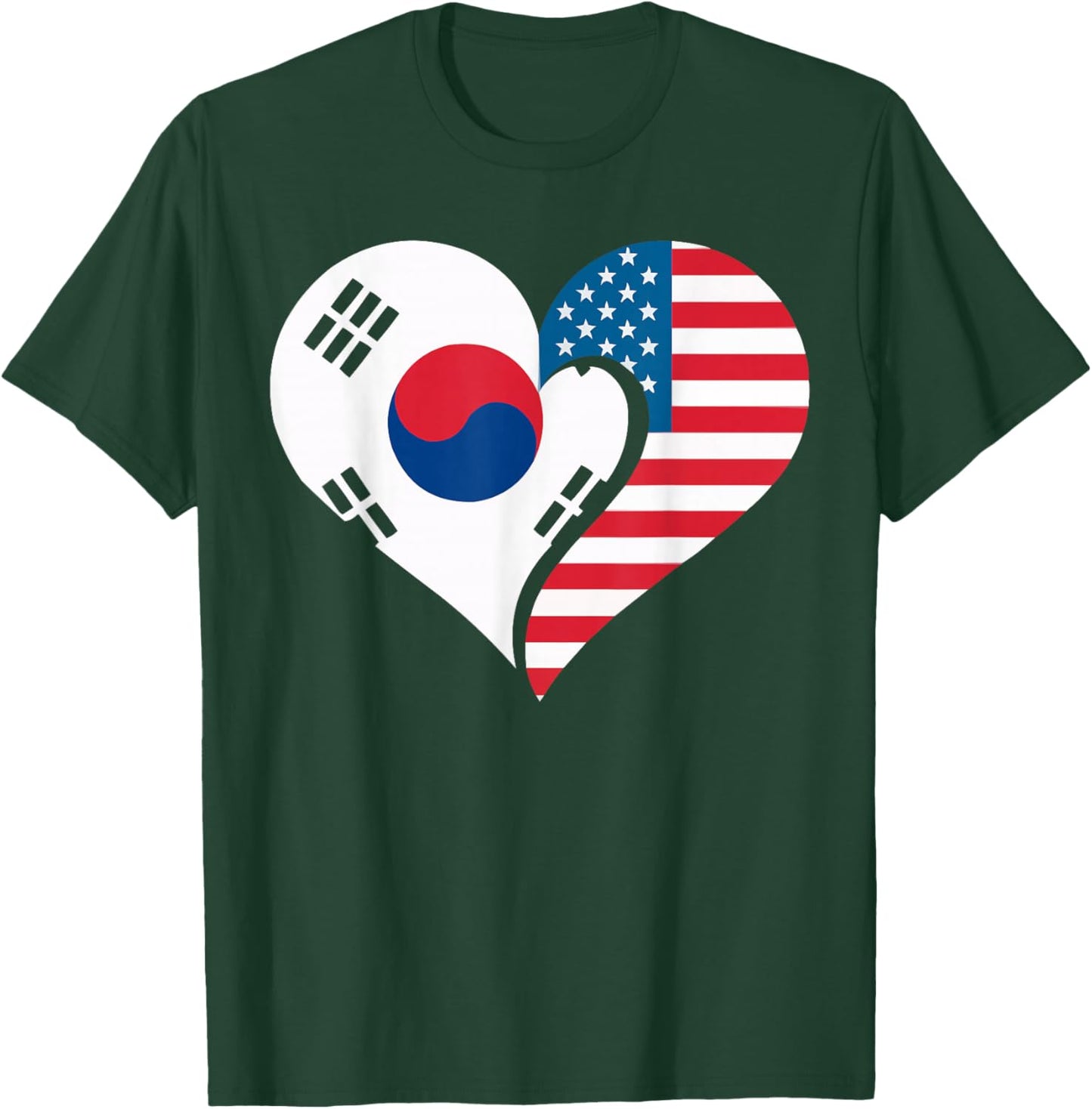 Half American Half Korean USA Flag South Korea America T-Shirt - T-Shirt | Forest
