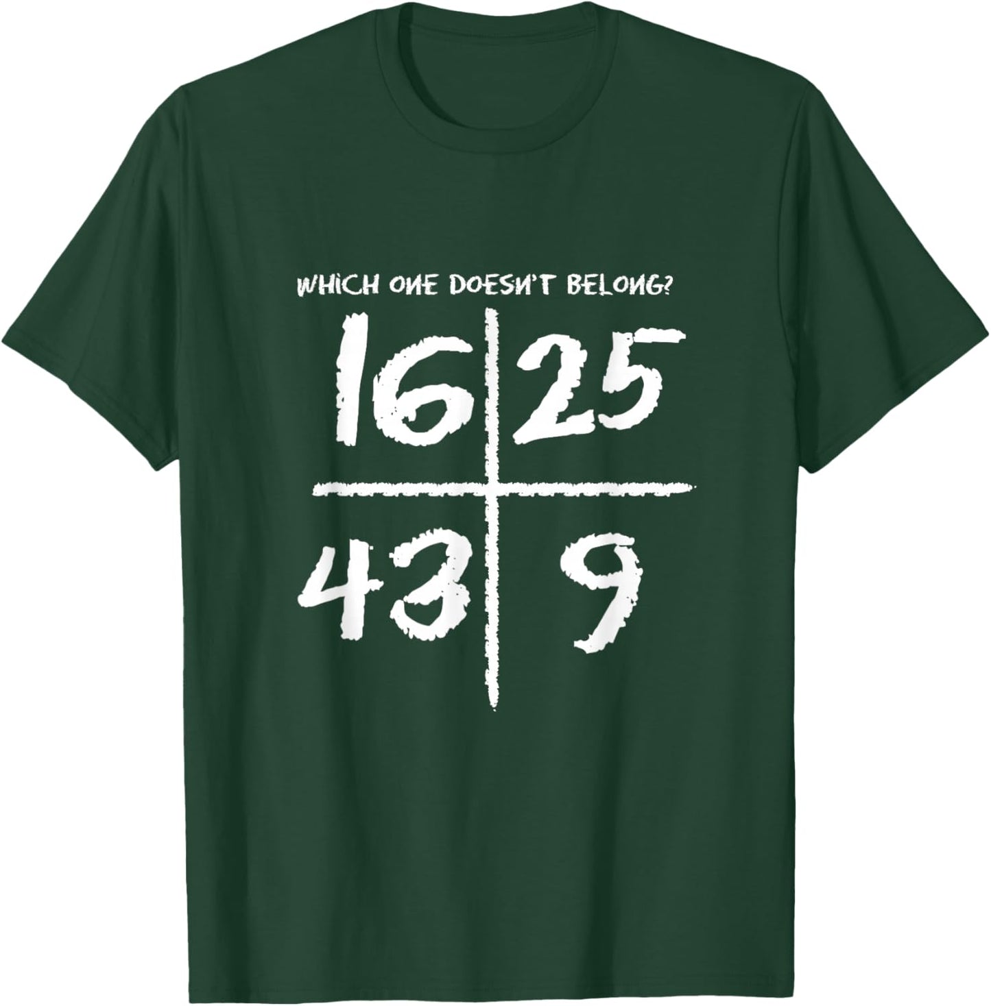 Which One Doesn't Belong? 16, 25, 43, and 9 T-Shirt - T-Shirt | Forest