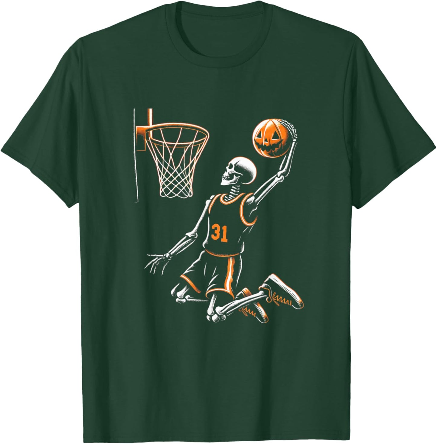 Skeleton Basketball Player Spooky For Halloween T-Shirt - T-Shirt | Forest