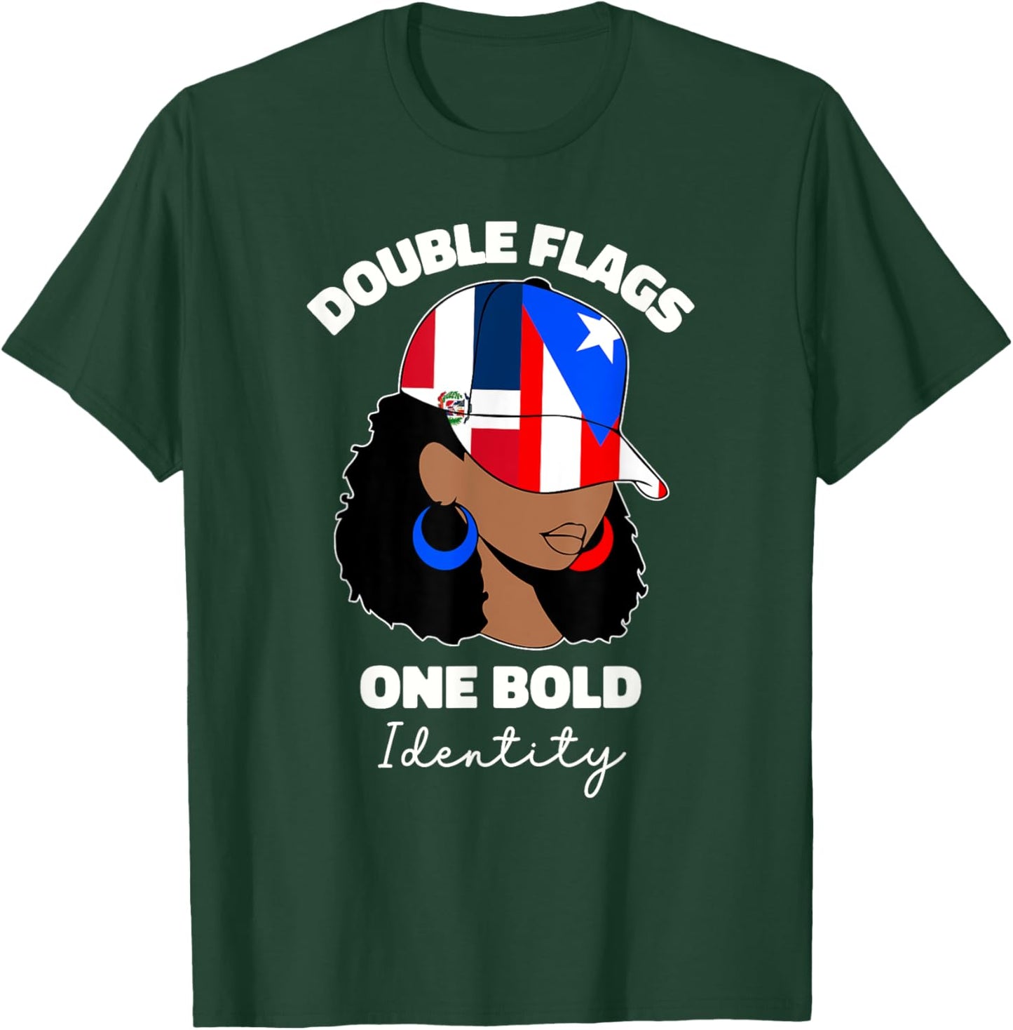 Half Dominican And Puerto Rican Rico Flag DominiRican Girl T-Shirt - T-Shirt | Forest