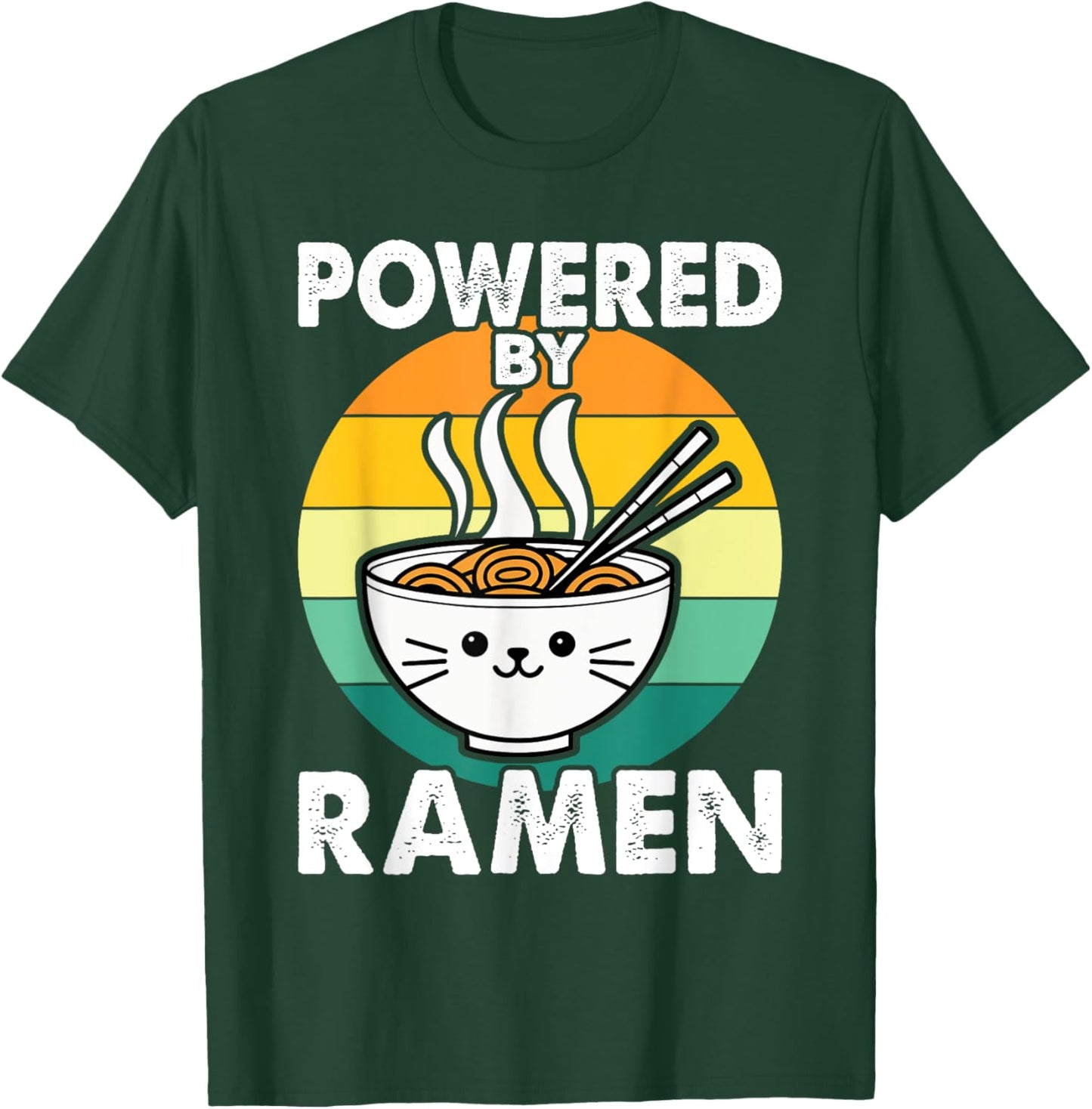 Vintage Powered By Ramen - Ramen Noodle Soup T-Shirt - T-Shirt | Forest