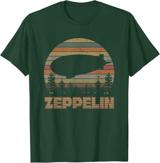 Vintage Zeppelin Funny Sunset Airship Pilot Dirigible Lovers T-Shirt - T-Shirt | Forest