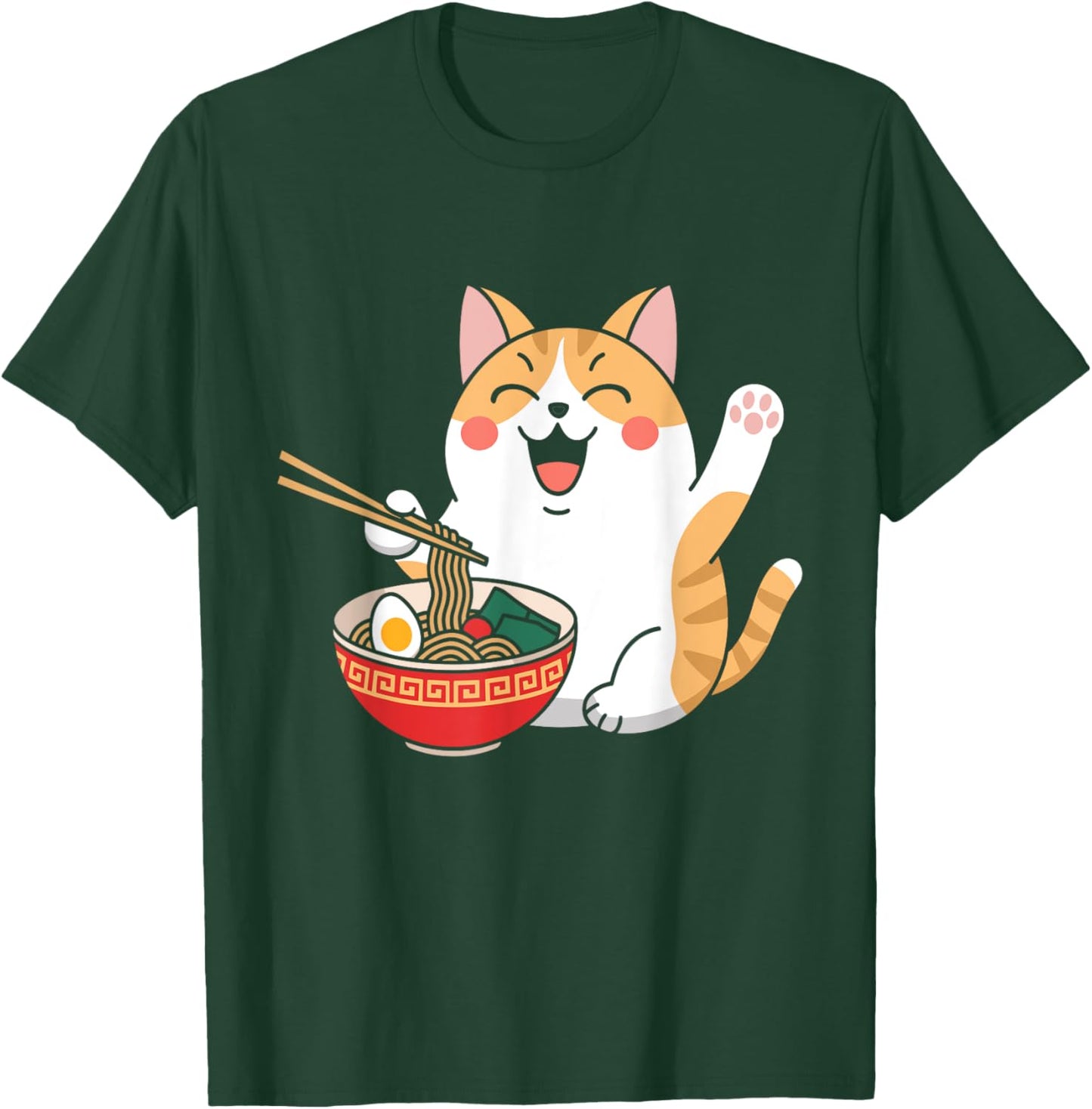 Kawaii Ramen Cat Japanese Anime Kawaii Ramen T-Shirt - T-Shirt | Forest