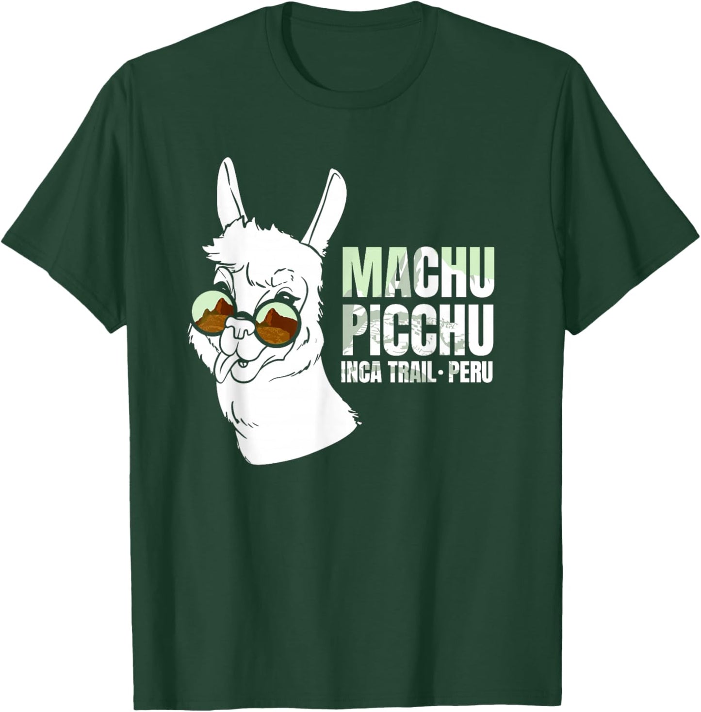 Machu Picchu Inca Trail Peru Llama Cultural Heritage Ruins T-Shirt - T-Shirt | Forest
