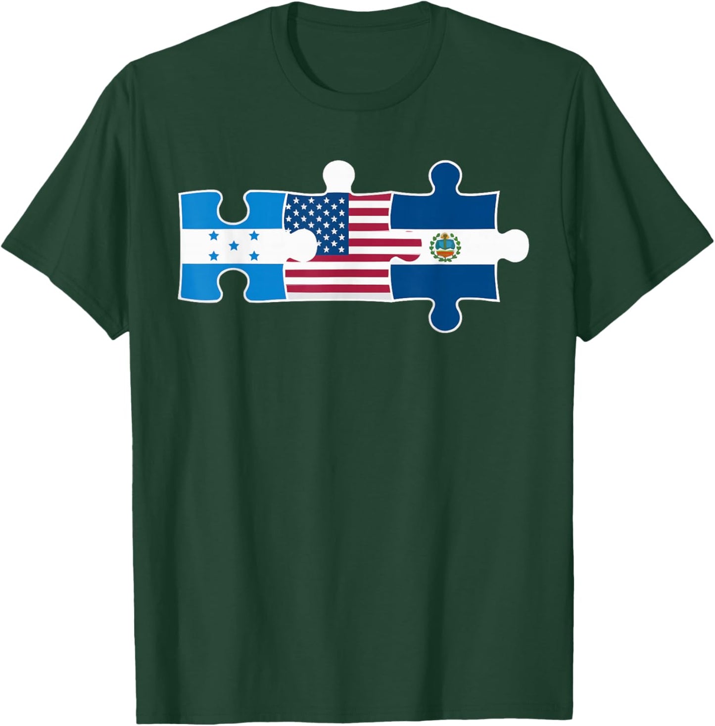 Half Honduran Half Savadorian El Salvador Flag Honduras T-Shirt - T-Shirt | Forest