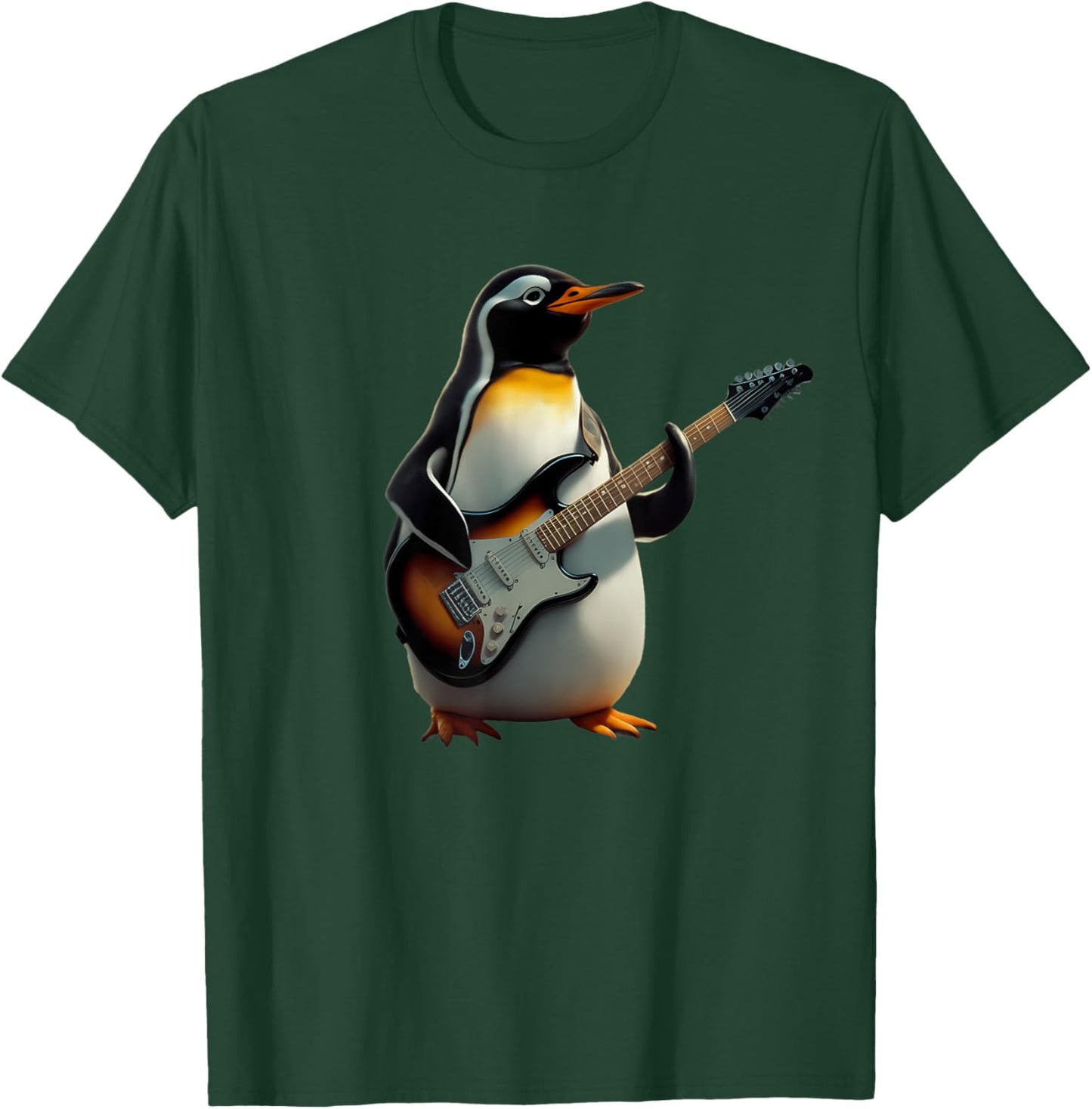 Funny Penguin Playing Electric Guitar Music Cute Penguin T-Shirt - T-Shirt | Forest