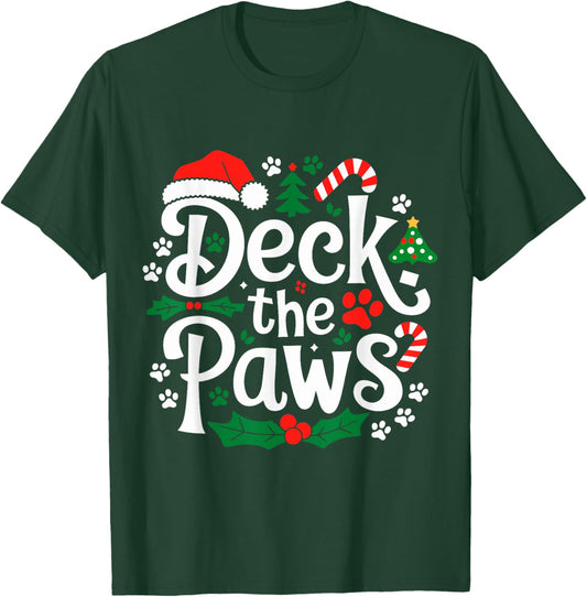 Deck The Paws Christmas Dog and Cat Funny Festive T-Shirt - T-Shirt | Forest