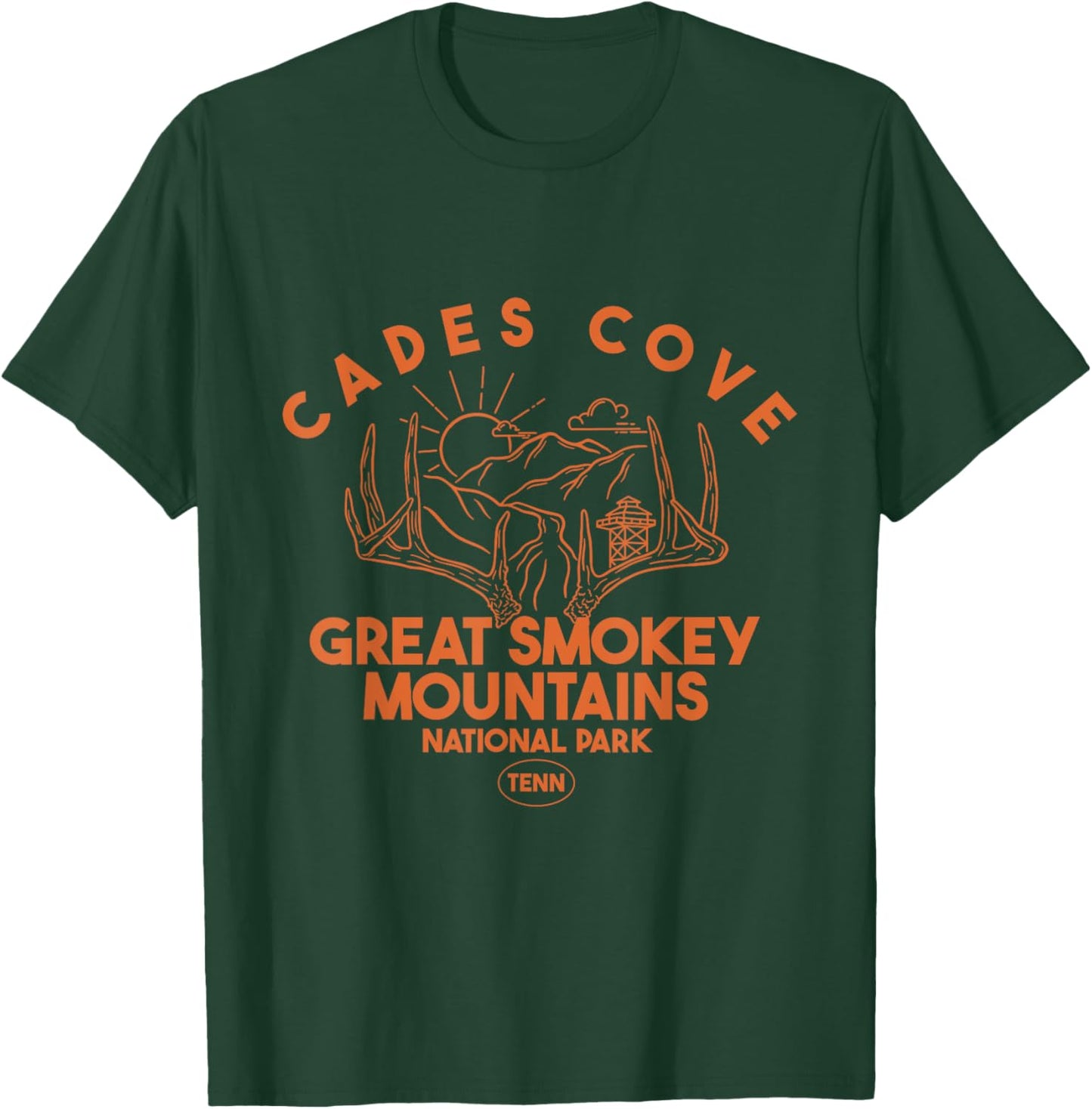 Mountain On Deer Antlers Cade Cove Great Smoky Mountain T-Shirt - T-Shirt | Forest