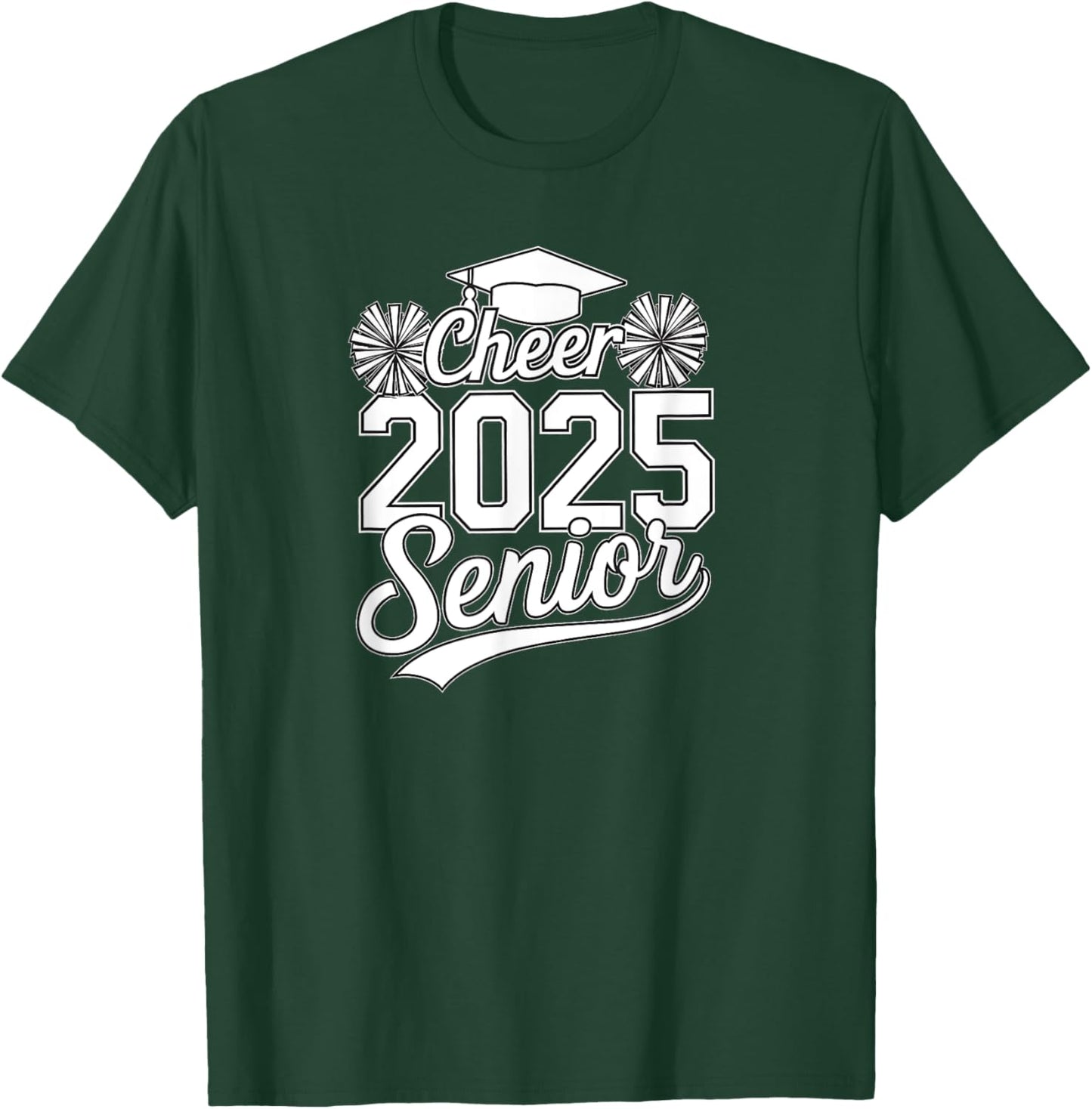 Senior 2025 Cheer Team Mom High School Graduation Outfit T-Shirt - T-Shirt | Forest