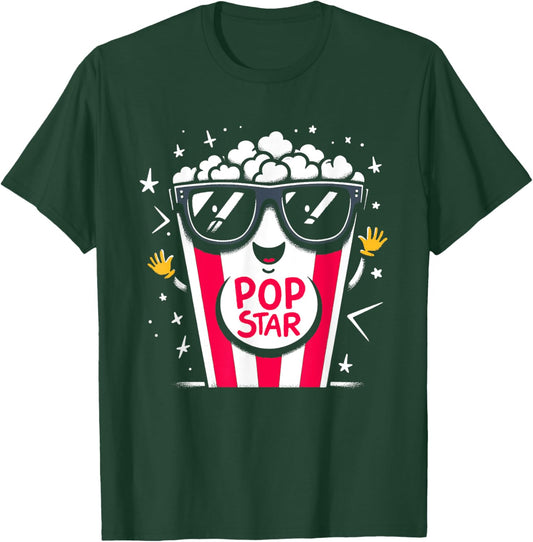 Popcorn Pop Star - Funny Graphic Popcorn Movie Lover T-Shirt - T-Shirt | Forest