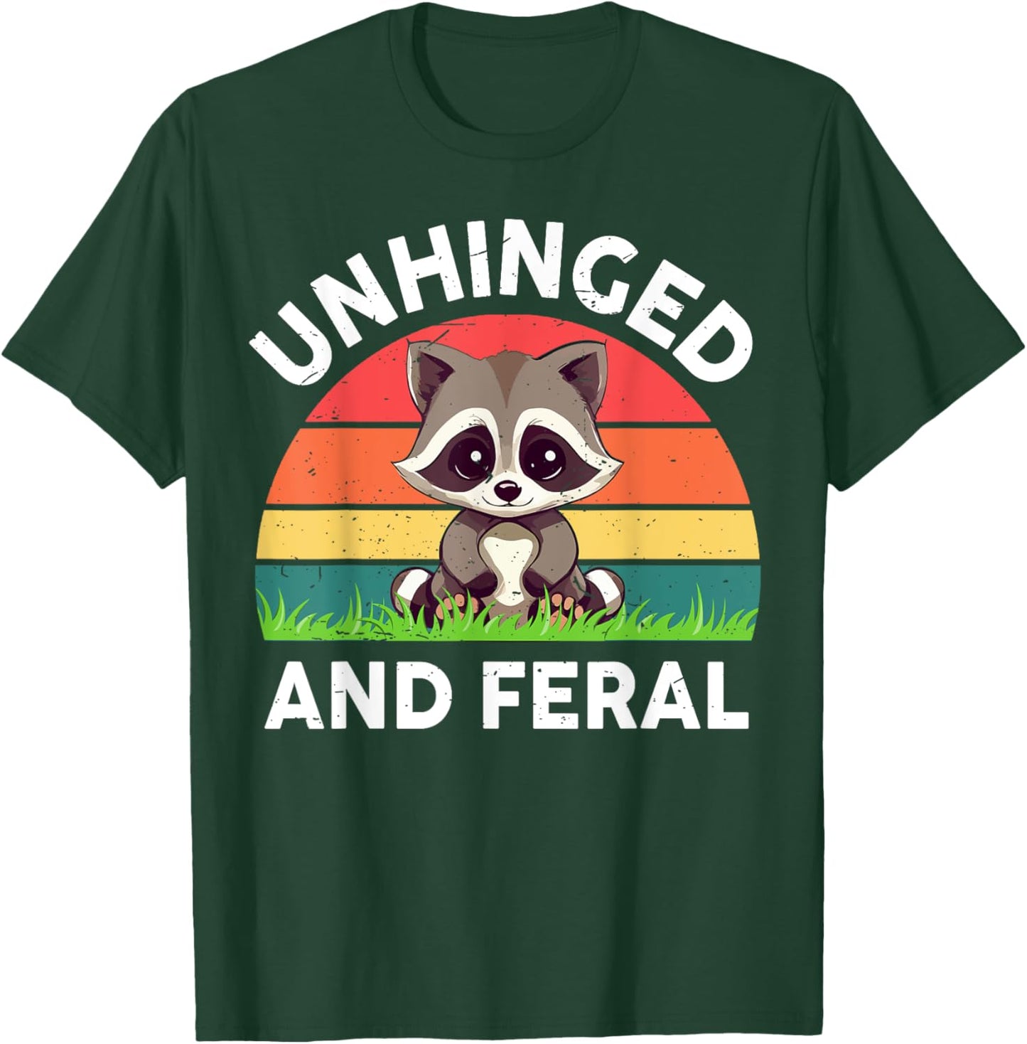 Vintage Unhinged And Feral Toddler Boy Kids Funny Raccoon T-Shirt - T-Shirt | Forest