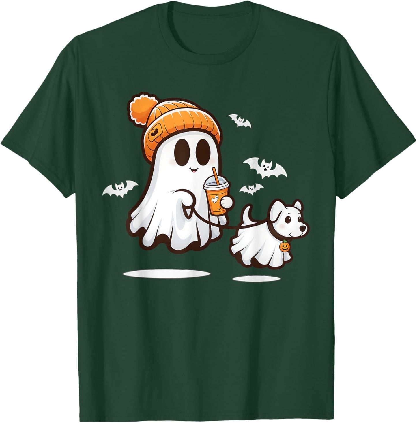 Funny Ghost Walking Dog Ghost Dog Halloween Women Men Kids T-Shirt - T-Shirt | Forest