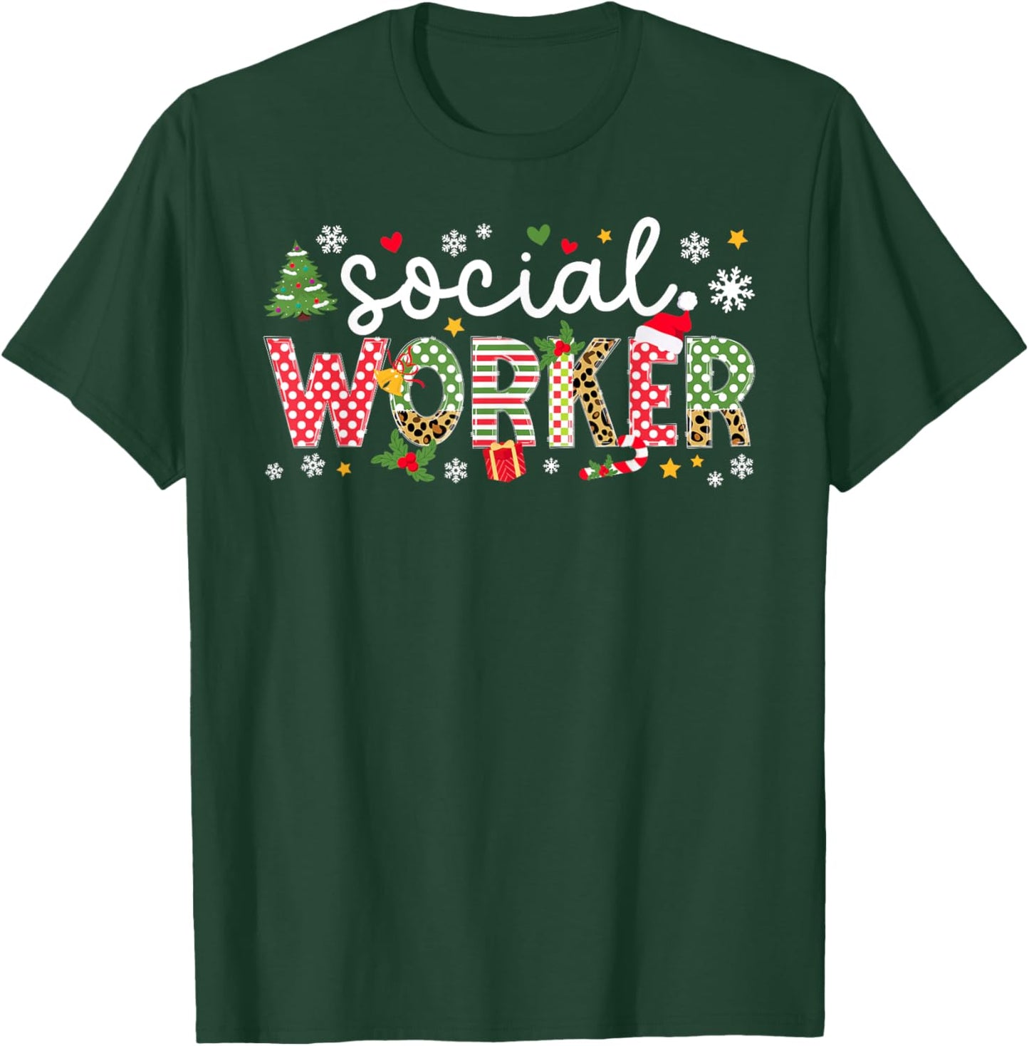 Social Worker Christmas Social Workers Xmas Party T-Shirt - T-Shirt | Forest