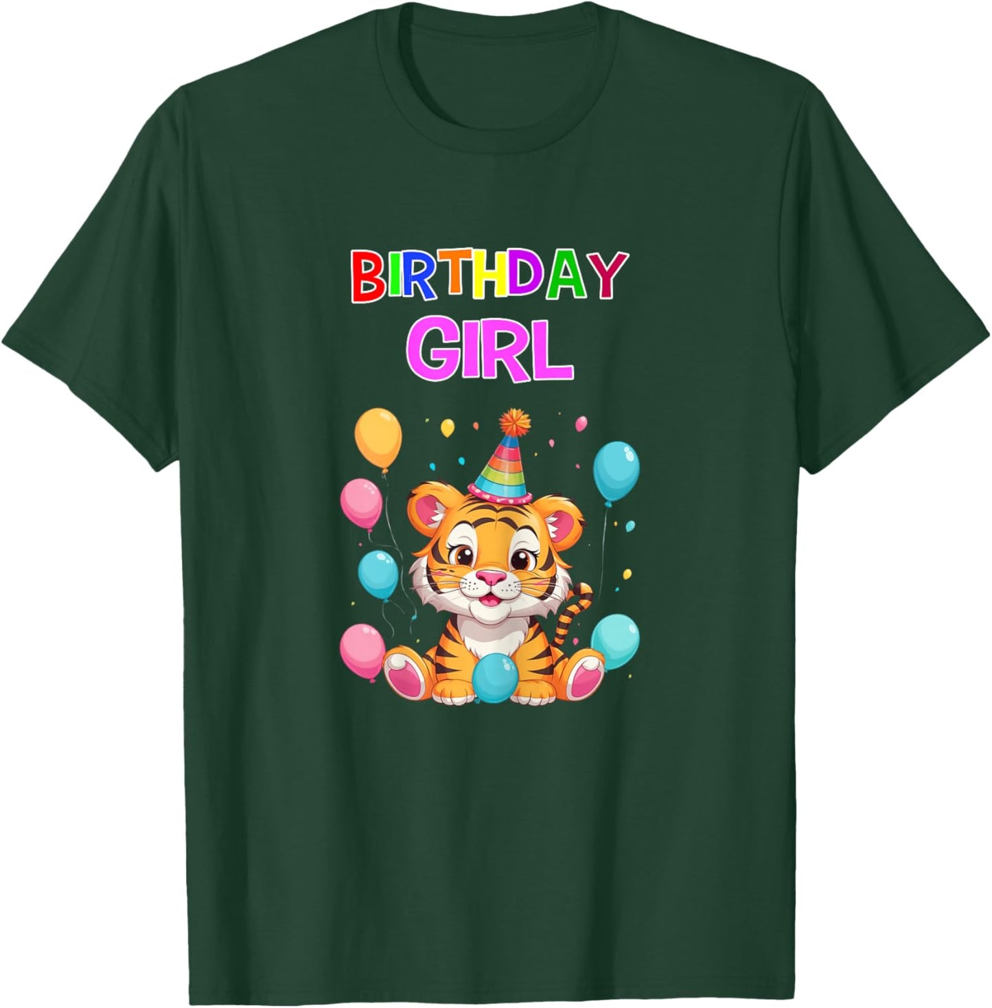 Tiger Birthday Shirt Birthday Girl Cute Tiger Girls Birthday T-Shirt - T-Shirt | Forest