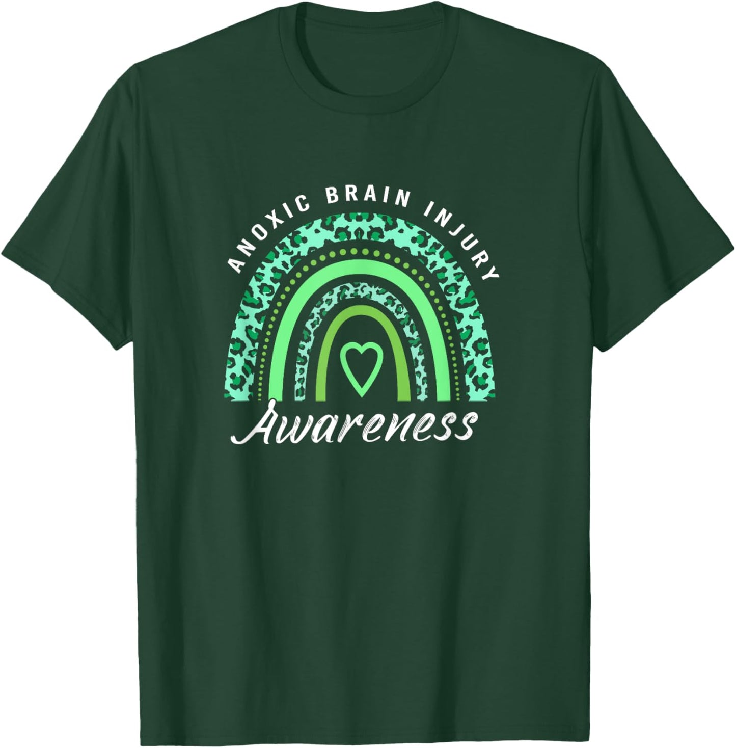 Boho Rainbow Green Anoxic Brain Injury Awareness T-Shirt - T-Shirt | Forest