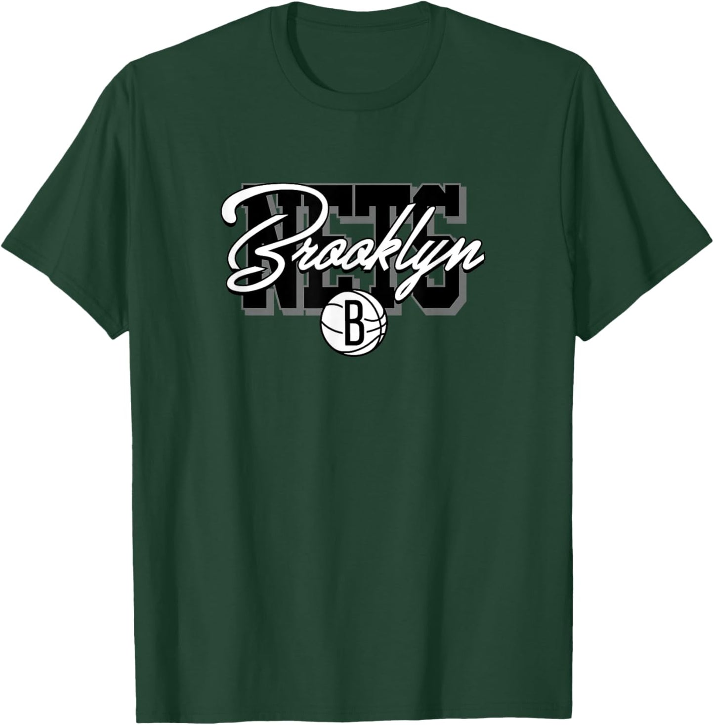 NBA - Brooklyn Nets Blockletter Script Logo Black T-Shirt - T-Shirt | Forest