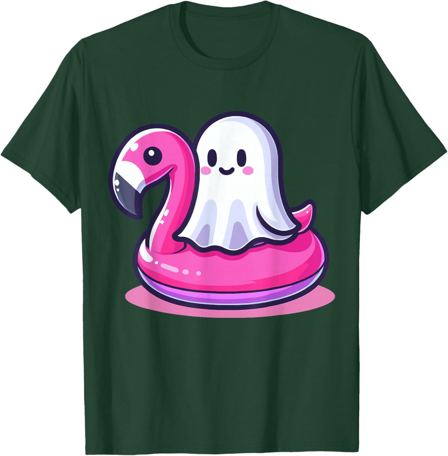 Ghost and Flamingo Halloween T-Shirt - T-Shirt | Forest